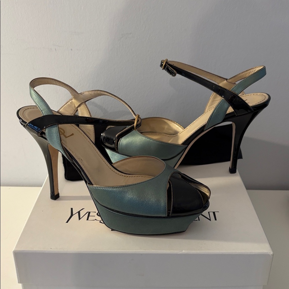 Yves Saint Laurent Tribute Peep Toe Heels Size 37 Size 6.5/7 - Picture 2 of 8